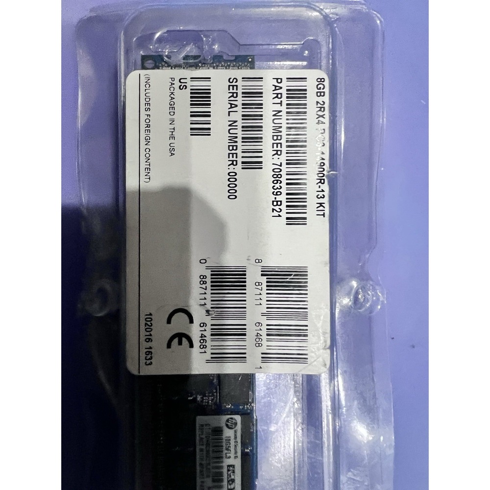 HP DDR3 Registered ECC (RDIMM)  PC3-14900R = DDR3-1866 MHz  2Rx4 = Dual  Server